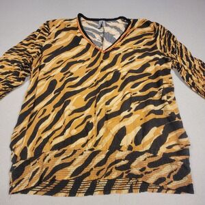 Blank‎ London Tiger Print Top V Neck Long Sleeve Blouse Size Medium UK Boutique